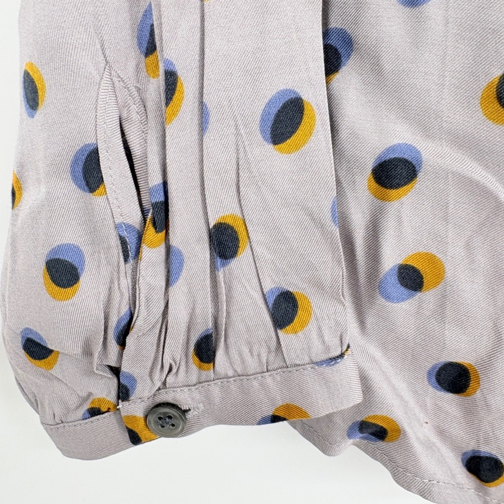 Boden Sz 10  Gray Polka  Dot Ruffle Button Down‎ Blouse Long Sleeve Silk Blend - Picture 4 of 12
